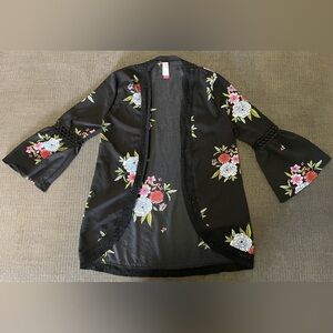 Floral Black Kimono Cardigan XS
